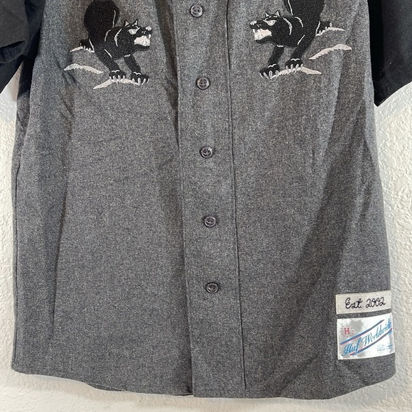 HUF Worldwide Baseball Jersey Size Medium Mens Gray Wool Blend Black Panther - Picture 3 of 9